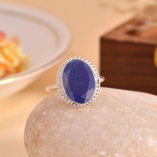 Lapis Lazuli Stone 925 Pure Silver Adjustable Ring