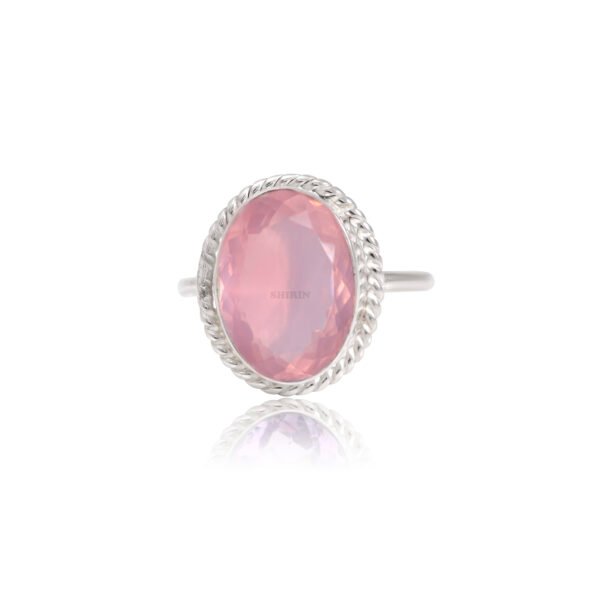 Rose Quartz 925 Pure Silver Adjustable Ring - Image 4