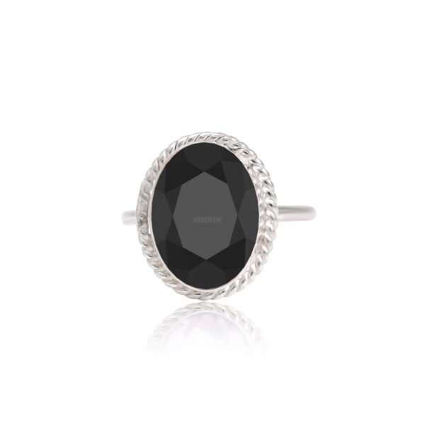 Black Onyx 925 Pure Silver Adjustable Ring - Image 4