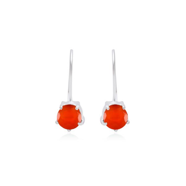 Red Carnelian Stone 925 Pure Silver Dangle Earrings - Image 3