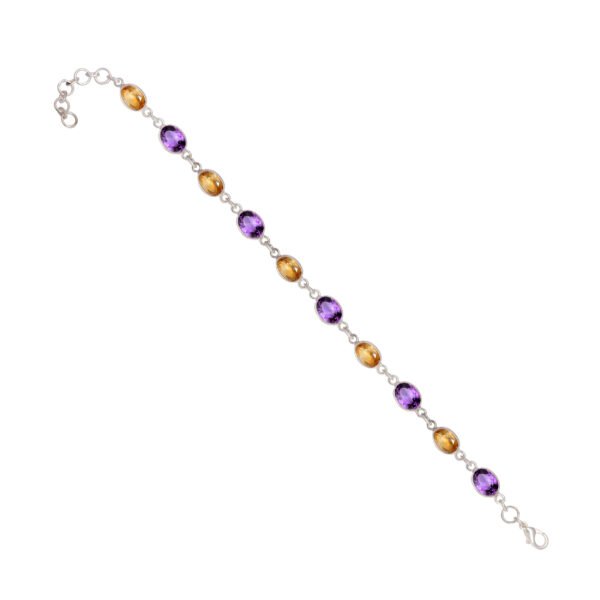 Amethyst & Citrine Combination Bracelet – 925 Pure Silver - Image 4