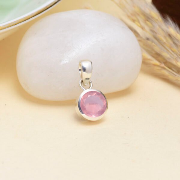 Rose Quartz Round Pendant – 925 Pure Silver (Kids Collection) - Image 4