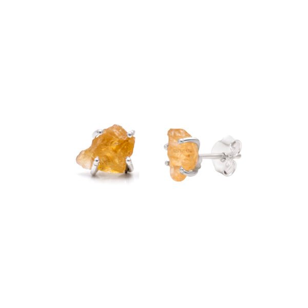 Natural Citrine 925 Pure Silver Studs Earrings - Image 4