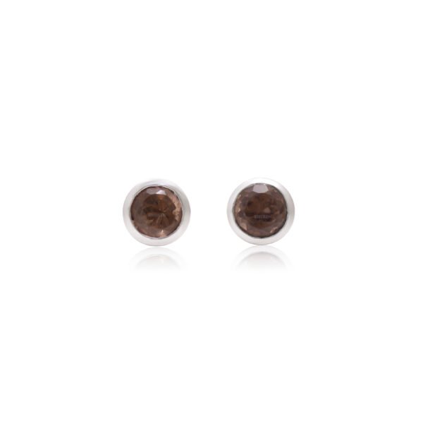 Smoky Quartz 925 Original Silver Studs Earrings - Image 4