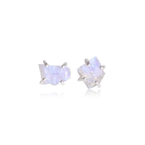 Raw Moonstone 925 Pure Silver Stud Earrings - Image 4