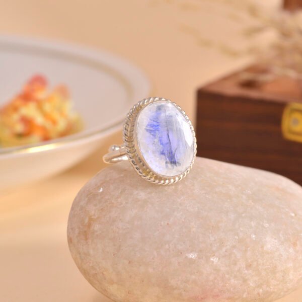 Natural Moonstone 925 Pure Silver Ring