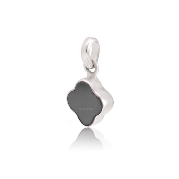 Hematite Stone Clover Leaf Lucky Charm 925 Silver Pendant - Image 4