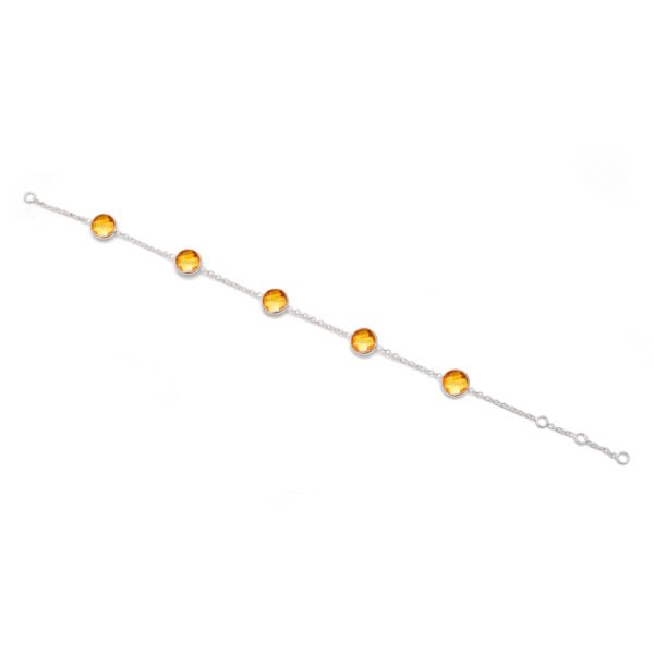 Natural Citrine Stone 925 Pure Silver Bracelet - Image 4