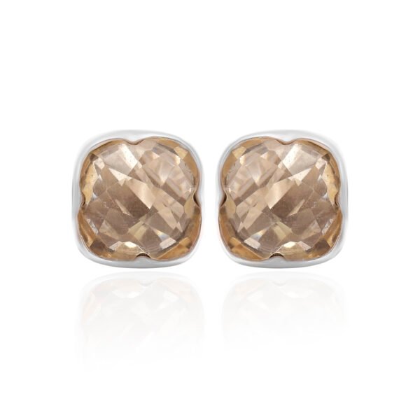 Citrine Clover Leaf 925 Pure Silver Stud Earrings - Image 4
