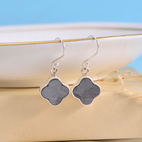 Hematite Clover Leaf 925 Sterling Silver Dangle Earrings - Image 7