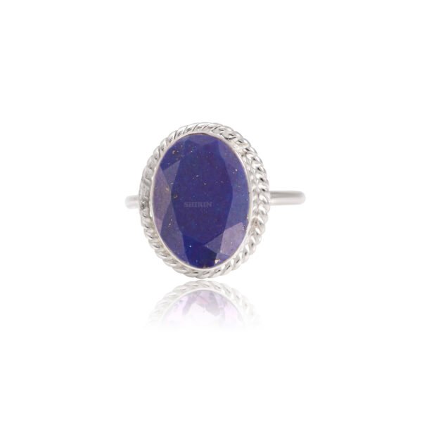 Lapis Lazuli Stone 925 Pure Silver Adjustable Ring - Image 4