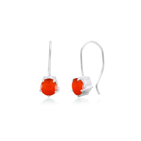 Red Carnelian Stone 925 Pure Silver Dangle Earrings - Image 4