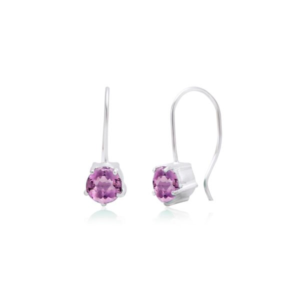 Amethyst Stone 925 Pure Silver Dangle Earrings - Image 4