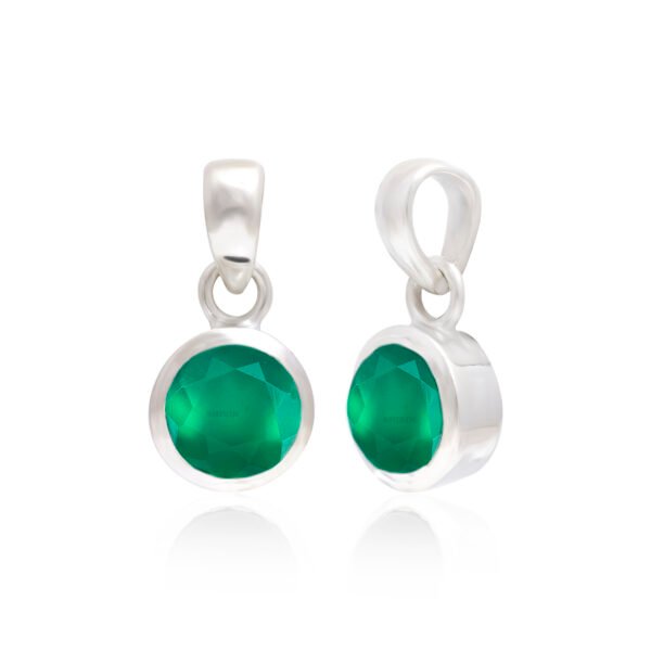 Green Onyx Stone Round Pendant – 925 Pure Silver (Kids Collection) - Image 5