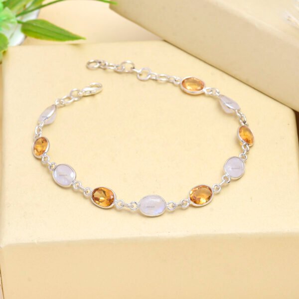 Citrine Moonstone 925 Pure Silver Gemstone Bracelet - Image 5