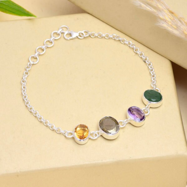 Money Magnet Crystal Bracelet – Citrine, Green Aventurine, Pyrite, Amethyst & 925 Sterling Silver - Image 4