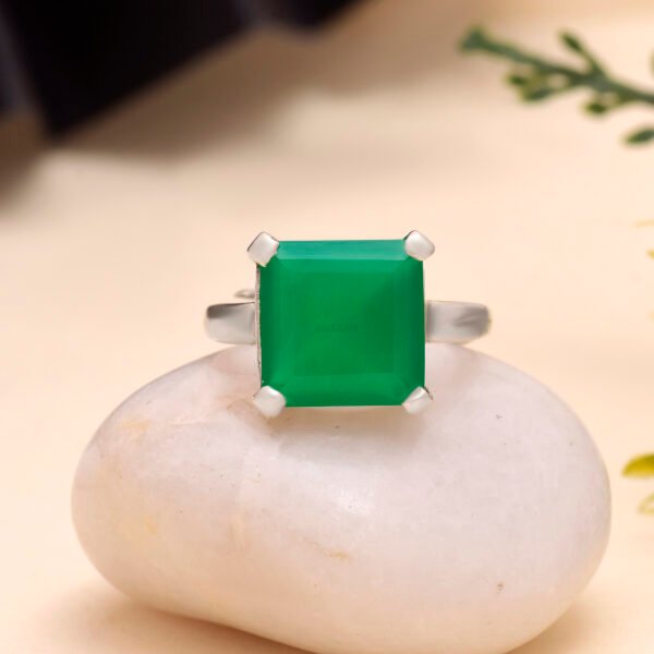 Green Onyx Stone 925 Pure Silver Adjustable Ring