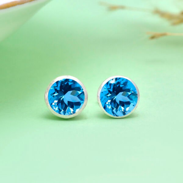 925 Pure Silver Natural Topza Stone Studs