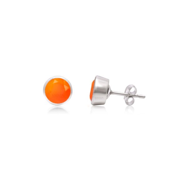 925 Pure Silver Natural Carnelian Stone Studs - Image 3