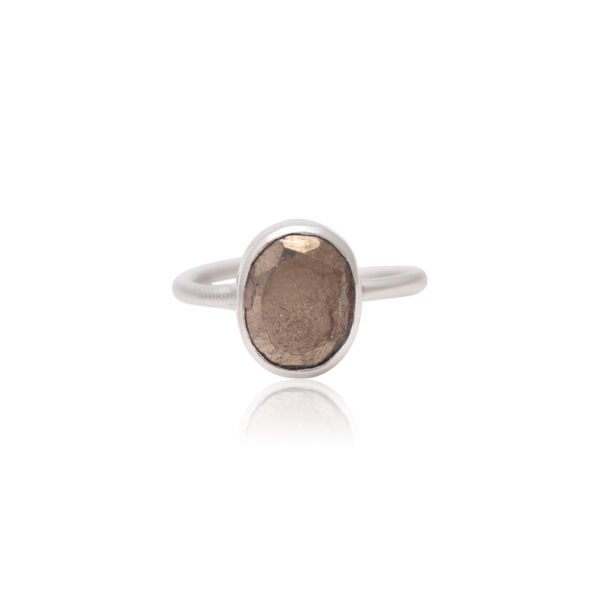 Natural Pyrite Stone 925 Silver Adjustable Ring - Image 3