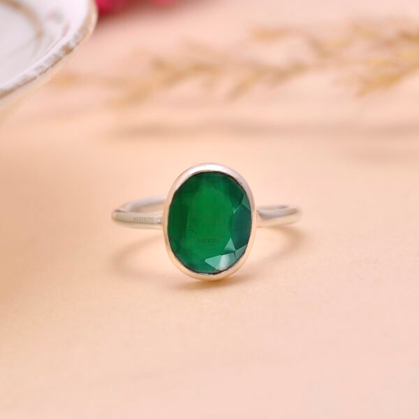 Natural Green Onyx Stone 925 Silver Adjustable Ring