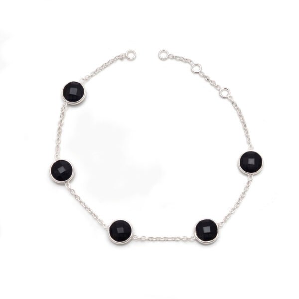 Natural Black Onyx Stone 925 Silver Bracelet - Image 4