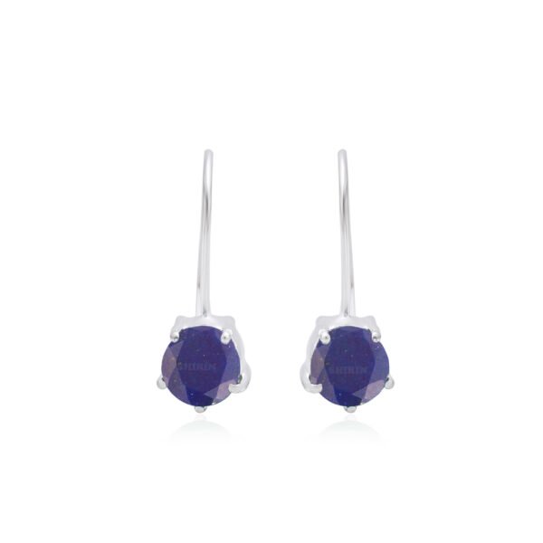 Lapis Lazuli Stone 925 Pure Silver Dangle Earrings - Image 3