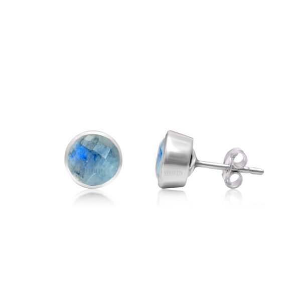 925 Pure Silver Natural Moonstone Studs - Image 3