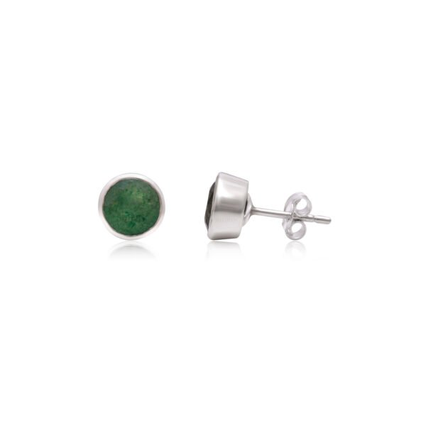 925 Pure Silver Green Aventurine Stone Studs - Image 3