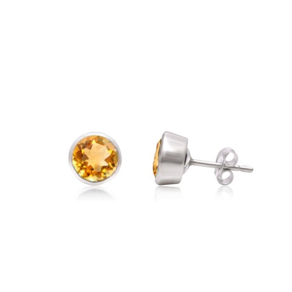 925 Pure Silver Natural Citrine Stone Studs - Image 3