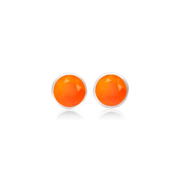 925 Pure Silver Natural Carnelian Stone Studs - Image 4