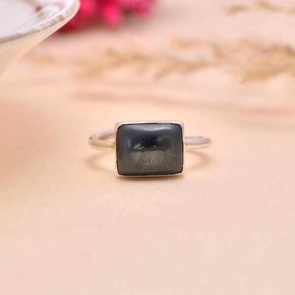 925 Silver Hematite Stone Adjustable Ring - Image 4