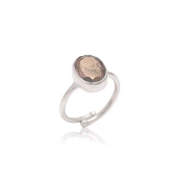 Natural Pyrite Stone 925 Silver Adjustable Ring - Image 4