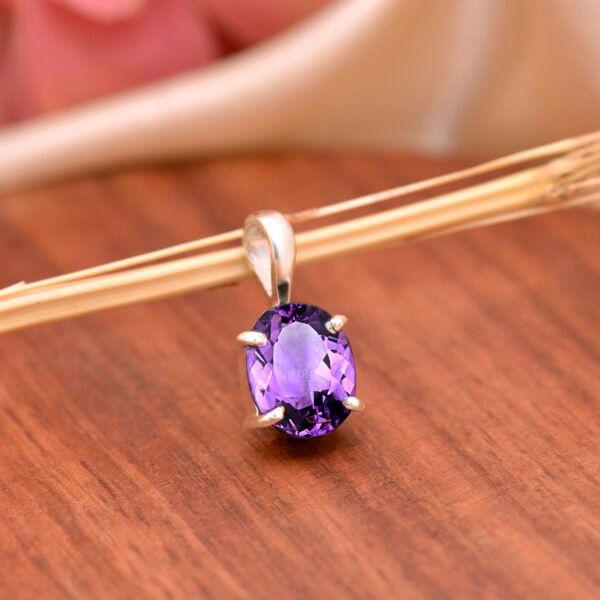 Natural Amethyst Stone 925 Pure Silver Pendant