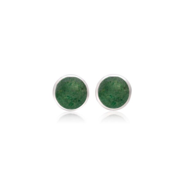 925 Pure Silver Green Aventurine Stone Studs - Image 4