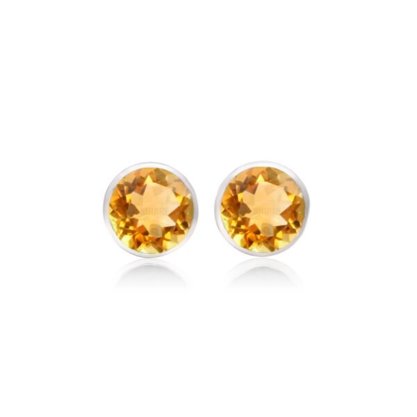 925 Pure Silver Natural Citrine Stone Studs - Image 4