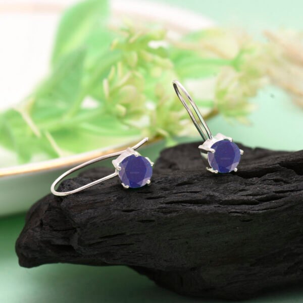 Lapis Lazuli Stone 925 Pure Silver Dangle Earrings - Image 4