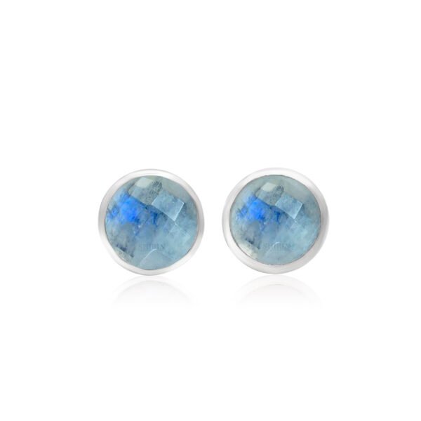 925 Pure Silver Natural Moonstone Studs - Image 4
