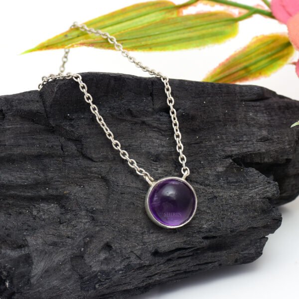 Amethyst Stone Original 92.5 Silver Necklace - Image 2