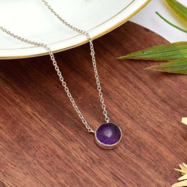 Amethyst Stone Original 92.5 Silver Necklace - Image 3