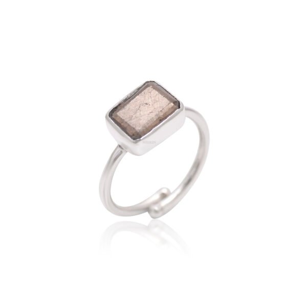 Natural Pyrite Stone 925 Silver Adjustable Ring - Image 4